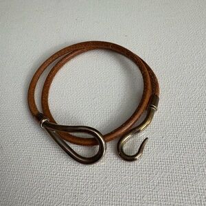 Hermès jumbo Brown Leather Hook Bracelet